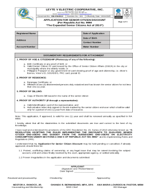 Senior Citizen Discount Application