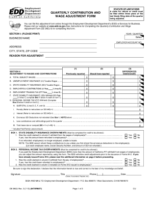 California Quarterly Contribution and Wage Adjustment Form