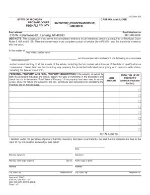 Michigan Probate Court Inventory Form