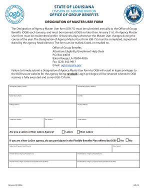 Louisiana Designation of Master User Form