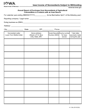 Iowa Annual Report of Purchases from Nonresidents