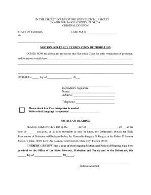 Motion for Early Termination of Probation