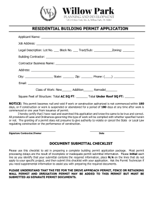Residential Building Permit Application