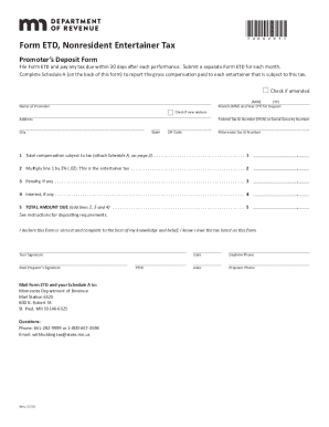 Minnesota Nonresident Entertainer Tax Form