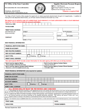North Carolina Electronic Payment Request Form