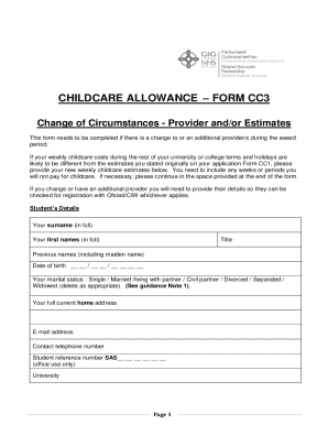 Childcare Allowance Form CC3
