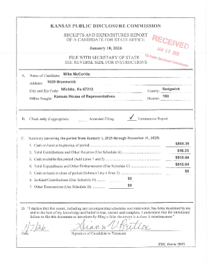 Kansas Candidate Receipts and Expenditures Report