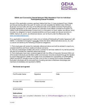 GEHA FWA Attestation Form