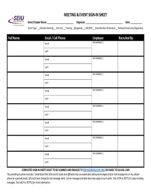 Meeting and Event Sign-In Sheet