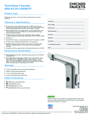 Touchless Faucet Specification Form