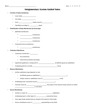 Integumentary System Guided Notes