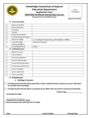 SWAYAM Certificate Scholarship Application Form