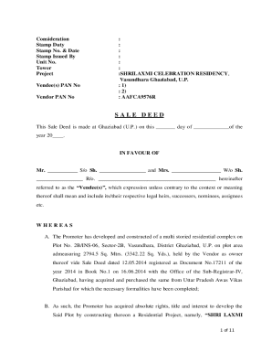 Sale Deed for Shri Laxmi Celebration Residency