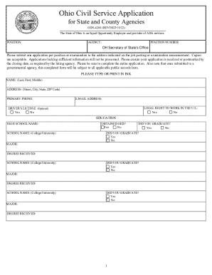 Ohio Civil Service Application Form
