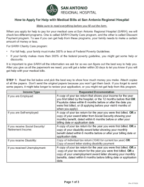 San Antonio Regional Hospital Medical Bill Assistance Application