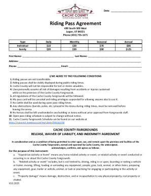 Cache County Fairgrounds Riding Pass Agreement