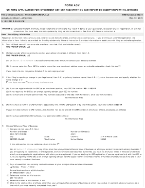 Form ADV Investment Adviser Registration