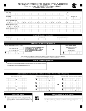 Pennsylvania State Employee Combined Appeal Pledge Form