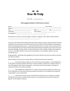 Micropigmentation Informed Consent Form