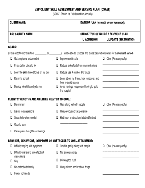 ASP Client Skill Assessment and Service Plan