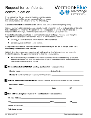 Request for Confidential Communication