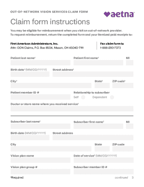 Aetna Vision Out-of-Network Claim Form