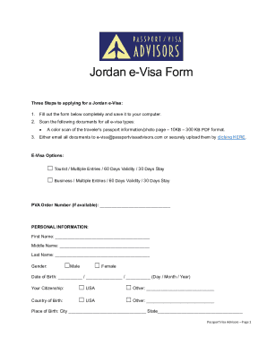 Jordan e-Visa Application Form