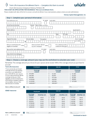 Term Life Insurance Enrollment Form