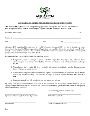 Health Information Exchange Opt-In Form