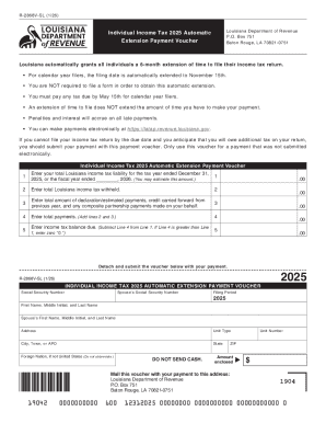 Louisiana Individual Income Tax 2025 Extension Payment Voucher