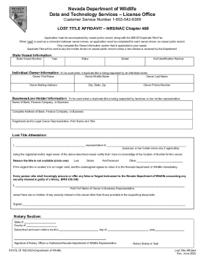 Nevada Lost Title Affidavit