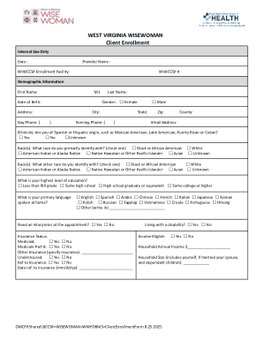 West Virginia WiseWoman Client Enrollment Form