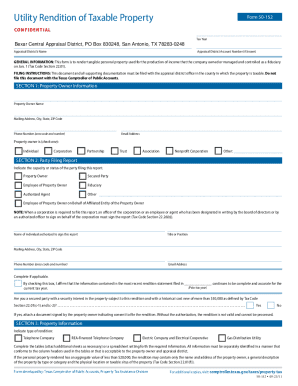 Utility Rendition of Taxable Property Form 50-152