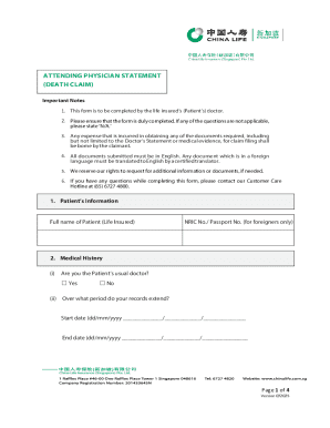Attending Physician Statement (Death Claim)