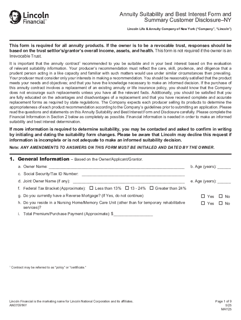 Annuity Suitability and Best Interest Form - Blank Fillable Template ...