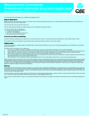 Professional Indemnity Insurance Application