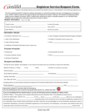 SUNY Cortland Student Information Release Form