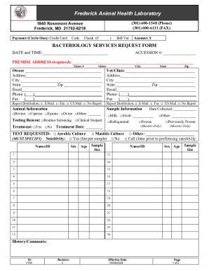 Bacteriology Services Request Form