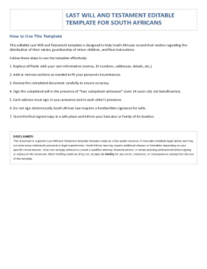 Last Will and Testament Template