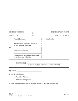 Wyoming Motion Form