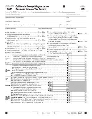 California Exempt Organization Business Income Tax Return 109