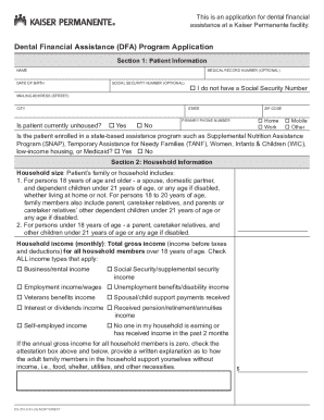 Dental Financial Assistance Application