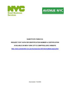Substitute Form W-9 for New York City Vendors