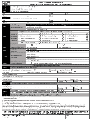 Teacher Retirement System of Texas Vendor Setup Form