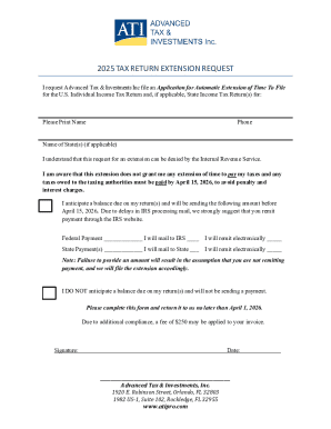 2025 Tax Return Extension Request