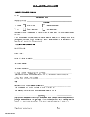 ACH Authorization Form