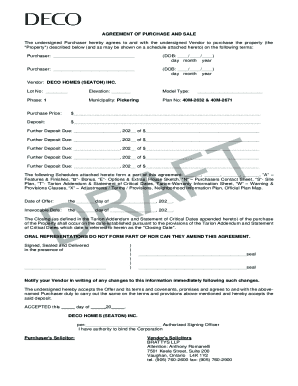 Agreement of Purchase and Sale