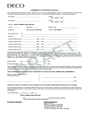 Agreement of Purchase and Sale