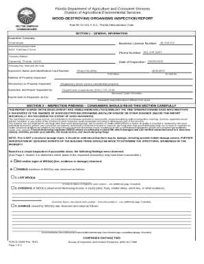 Florida Wood-Destroying Organisms Inspection Report