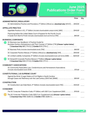 South Carolina Publications Order Form